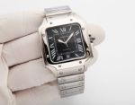 Cartier Santos 316L Steel Imported 8215 Movement 47.5*39.8MM Black Dial Men Watch